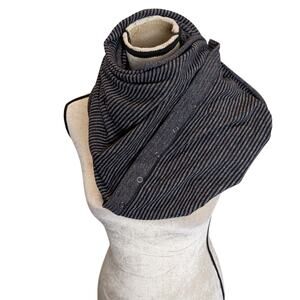 Lululemon Vinyasa Infinity Snap Scarf Shawl Grey Stripe Stretch French Terry